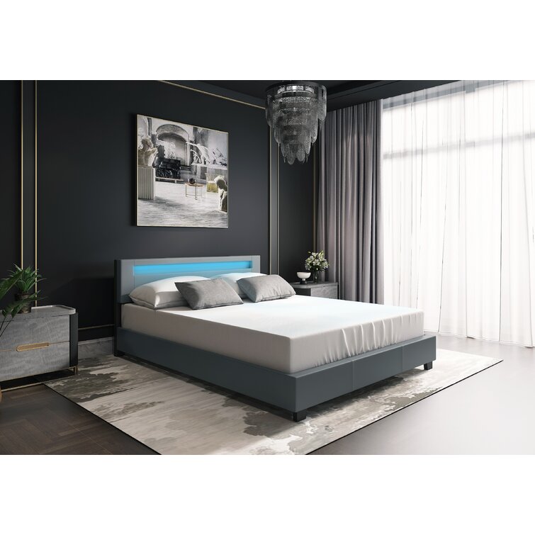 Aughe upholstered low profile shop platform bed